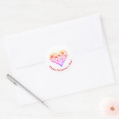 Joyeuse Saint-Valentin | Sticker rond du coeur flo (Enveloppe)