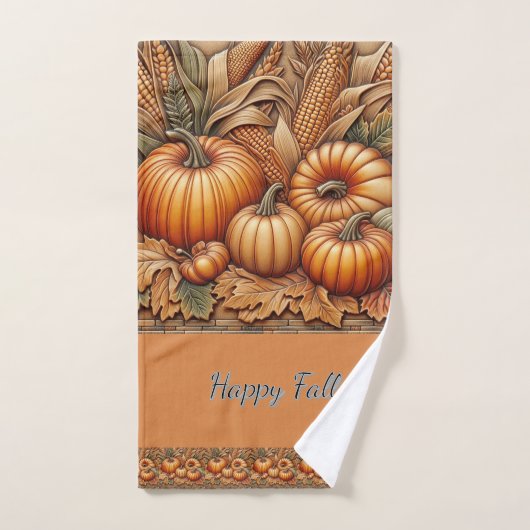 Joyeuse saison automnale Citrouilles Orange (Serviette à main)