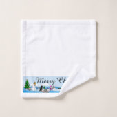 Joyeuse scène de Noël sur le set de serviettes (Gant de toilette)