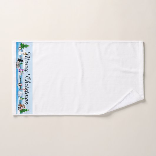 Joyeuse scène de Noël sur le set de serviettes (Serviette à main)