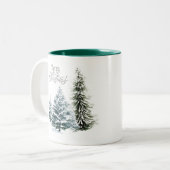 Joyeuse scène hivernale de Noël Mug à café à deux (Devant gauche)