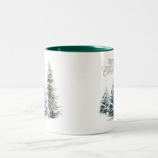 Joyeuse scène hivernale de Noël Mug à café à deux (Centre)
