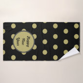 Joyeuse serviette de bain du Nouvel An (Noir & Or) (Serviette de bain)
