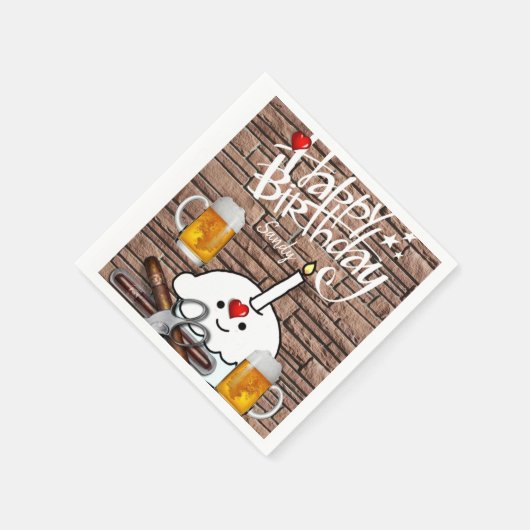 Joyeuse serviettes en papier d'anniversaire, bière (Coin)