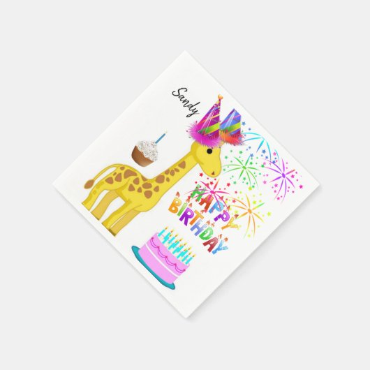 Joyeuse serviettes en papier d'anniversaire, Giraf (Coin)