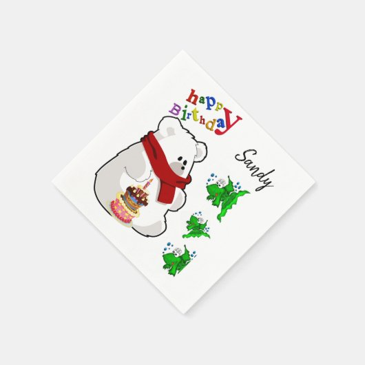 Joyeuse serviettes en papier d'anniversaire, Ours  (Coin)