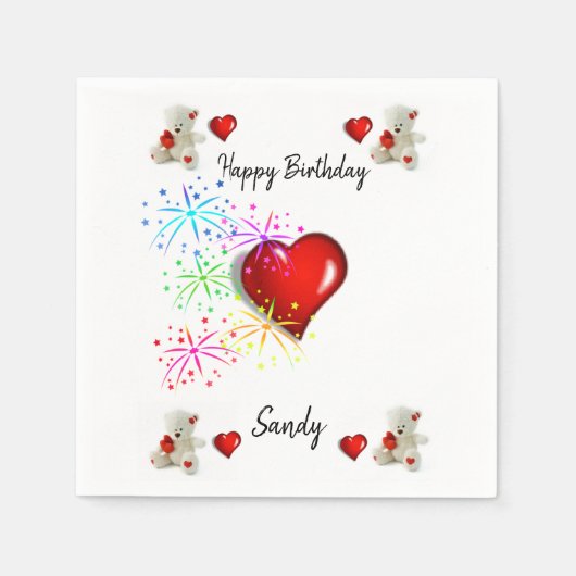Joyeuse serviettes en papier d'anniversaire, Ours (Devant)