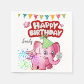 Joyeuse serviettes en papier d'anniversaire, porc (Devant)