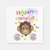 Joyeuse serviettes en papier d'anniversaire, singe (Devant)