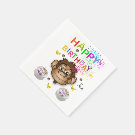 Joyeuse serviettes en papier d'anniversaire, singe (Coin)