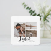 Joyeuse simple élégante carte de noël multi photo (Debout devant)