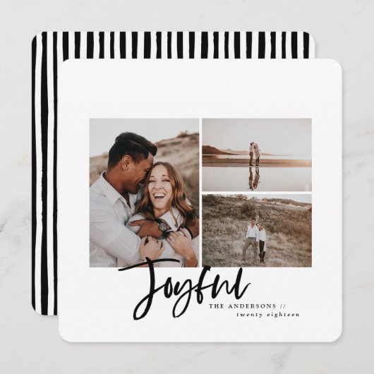 Joyeuse simple élégante carte de noël multi photo (Devant / Derrière)