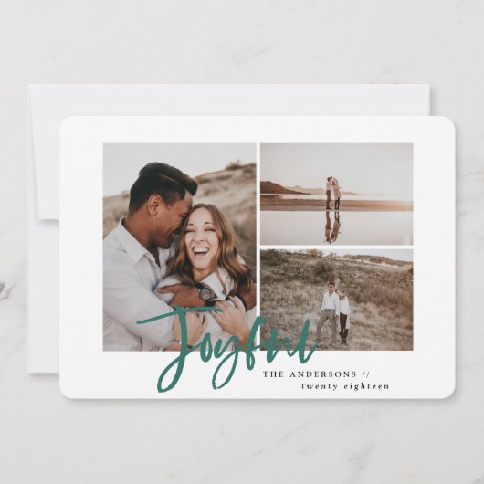 Joyeuse simple élégante carte de noël multi photo (Devant)