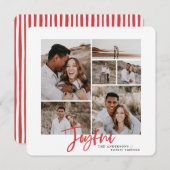 Joyeuse simple élégante carte de noël multi photo (Devant / Derrière)