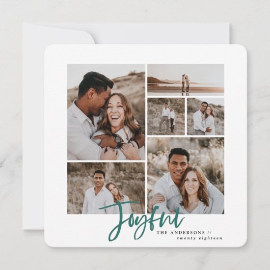 Joyeuse simple élégante carte de noël multi photo (Devant)