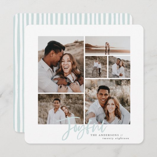 Joyeuse simple élégante carte de noël multi photo (Devant / Derrière)