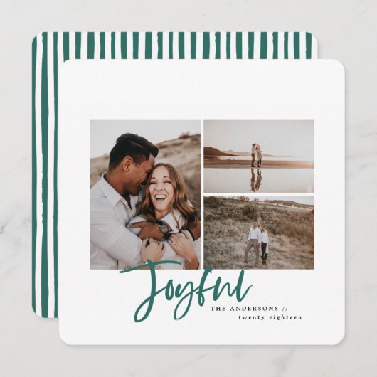 Joyeuse simple élégante carte de noël multi photo (Devant / Derrière)