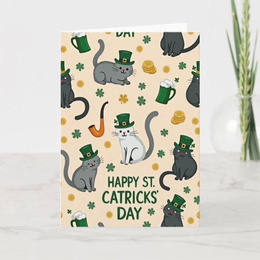 Joyeuse St Catricks Day Carte Féline (Devant)