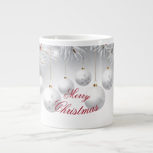 Joyeuse tasse à café de Noël avec sphères grises (Devant)