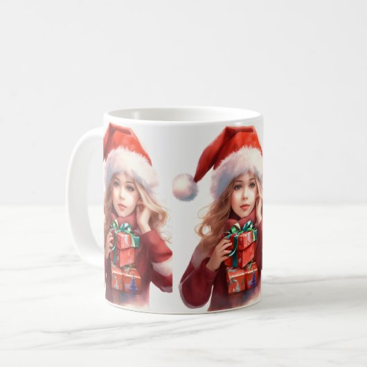 Joyeuse tasse de design de Noël| (Devant gauche)
