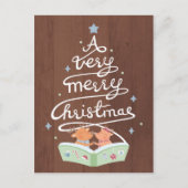 Joyeuse typographie de Noël Cute Reindees Carte po (Devant)