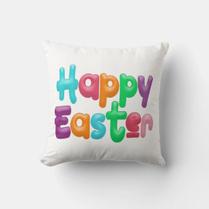 Joyeuse Typographie de Pâques colorée Coussin dé