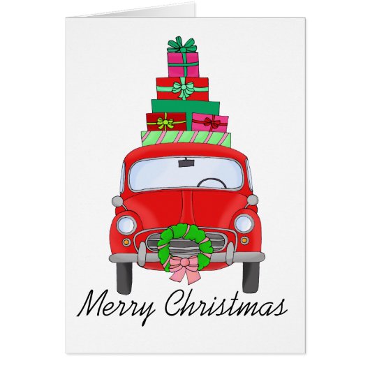 Joyeuse voiture de Noël avec cadeaux (Devant)