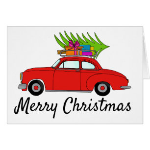 Joyeuse voiture de Noël avec cadeaux