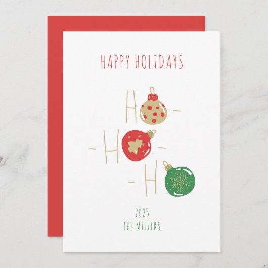 Joyeuses ampoules de Noël carte de voeux style doo (Devant / Derrière)