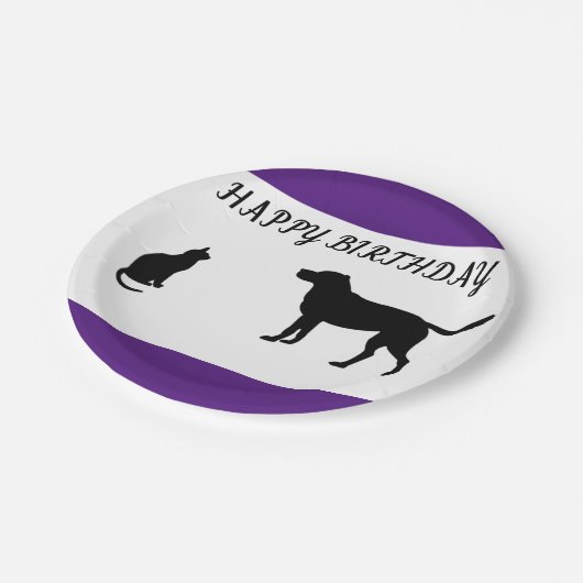 Joyeuses assiettes de fête de chat et de chien (Angle)