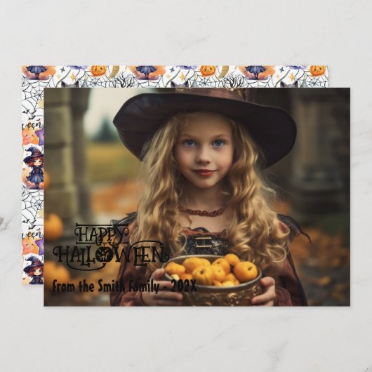 Joyeuses Bonnes Fêtes Cartes photos Halloween (Devant / Derrière)