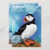 Joyeuses cartes d'anniversaire avec Oiseau de Puff (Devant / Derrière)