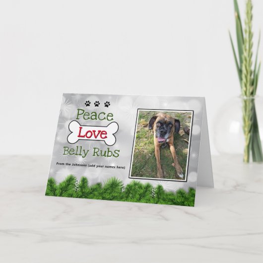 Joyeuses Cartes de Chien de Noël - Paix, Brouilles (Devant)