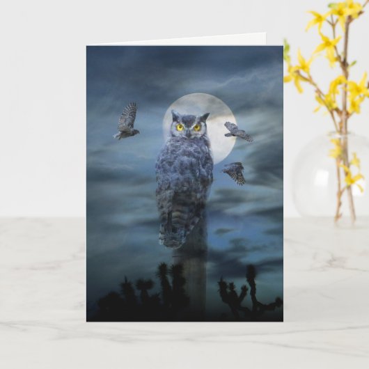 Joyeuses cartes de hibou d'Halloween (Fleur jaune)