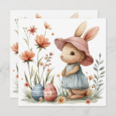 Joyeuses cartes de Pâques, oeufs de Pâques lapins (Devant / Derrière)