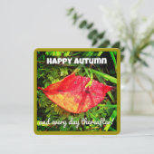 Joyeuses cartes de voeux d'automne avec feuille d' (Debout devant)