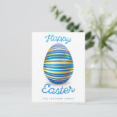 Joyeuses Cartes Postales De Pâques Avec Oeuf Bleu  (Debout devant)
