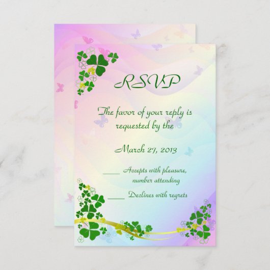 Joyeuses cartes RSVP Shamrocks (Devant / Derrière)