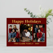 Joyeuses Fêtes 3 photo carte de voeux en feuille m (Debout devant)