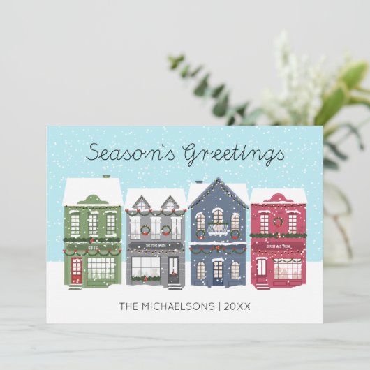 Joyeuses Fêtes à Noël Ville | Carte de Noël photo (Debout devant)