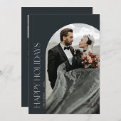 Joyeuses Fêtes Arch Photo Carte de Noël Noir (Devant / Derrière)