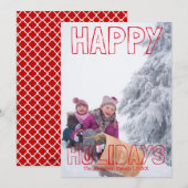 Joyeuses Fêtes Bloc Rouge - Carte de Noël (Devant / Derrière)