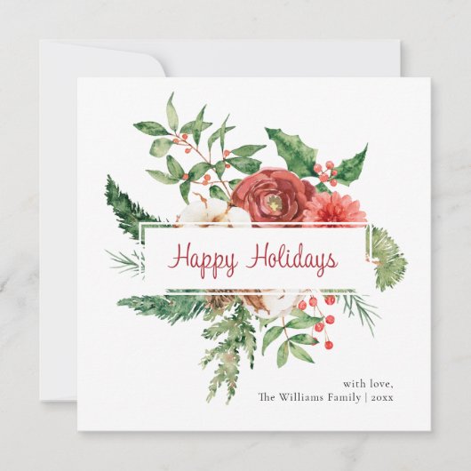 Joyeuses Fêtes Botanique Carte de Noël (Devant)