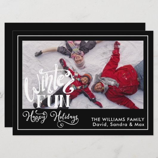Joyeuses fêtes | Carte d'amusement d'hiver en fami (Devant / Derrière)