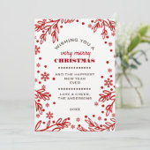 Joyeuses fêtes. Carte d'appartement de Noël person (Debout devant)