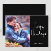 Joyeuses Fêtes | Carte de vœux photo noir (Devant / Derrière)