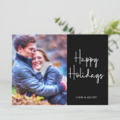 Joyeuses Fêtes | Carte de vœux photo noir (Debout devant)