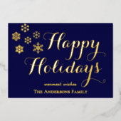 Joyeuses Fêtes, Carte en feuille dorée personnalis (Recto)