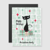 Joyeuses Fêtes, Carte Magnétique Chat de Noël Atom (Devant / Derrière)