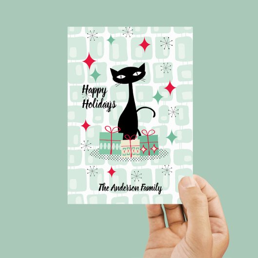 Joyeuses Fêtes, Carte Magnétique Chat de Noël Atom